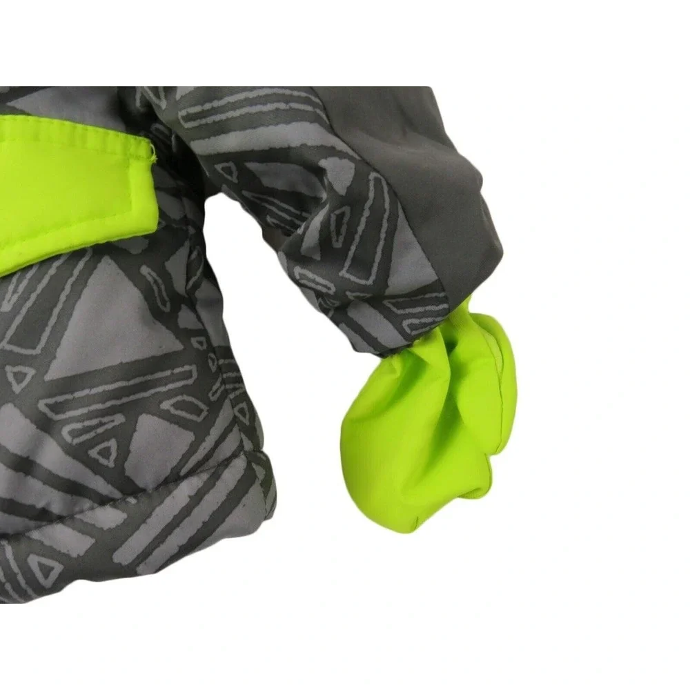 Cat‎ & Jack Toddler Boys Hooded Puffer Jacket Grey Lime Green Geometric 12M